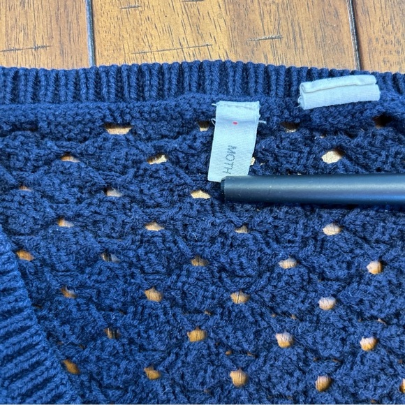 Moth from Anthropologie Navy Blue Open Weave Sweater, Size Small - Picture 5 of 6